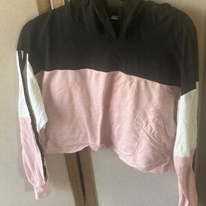 FINAL MARKDOWN Zaprada  Pink, Black, and White Colorblock cropped Hoodie large